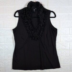 Milano Black Sleeveless Ruffled Blouse